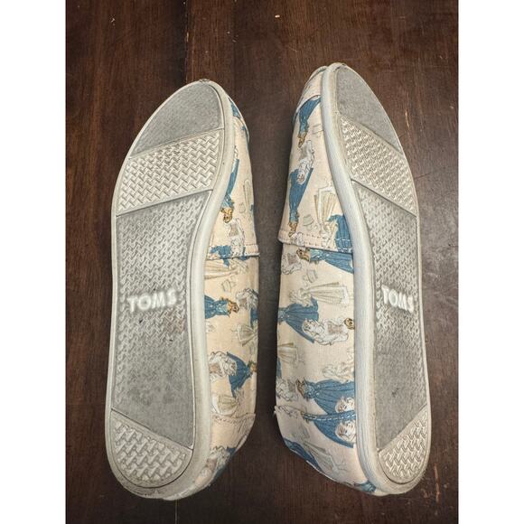 Disney x TOMS sleeping beauty slip ons blue and white women's size 7 - Picture 4 of 5